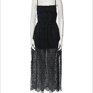 Hill House Home Nap Dress Gown XS Black Maxi Square Neckline Spaghetti Straps